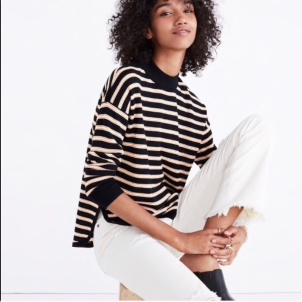 Striped Mockneck Light Sweater